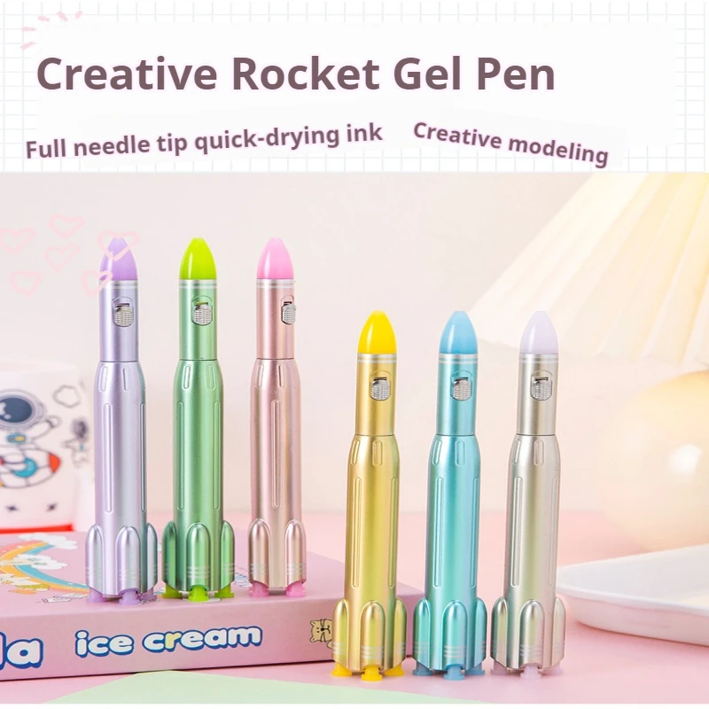 1Pcs Rocket Shape Gel Pen With light,Starship Gel Pen,for Business Office Students Teachers Wedding Christmas