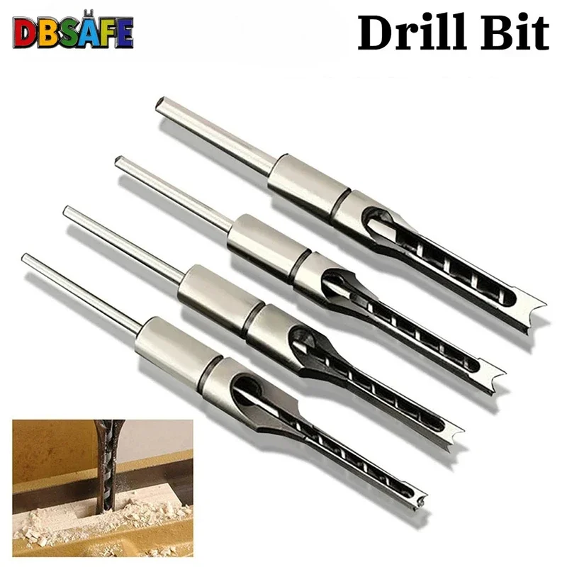 1-4pcs HSS Square Hole Drill Woodworking Drill Tools Auger Mortising Chisel Drill Set DIY Furniture Square Woodworking Drill