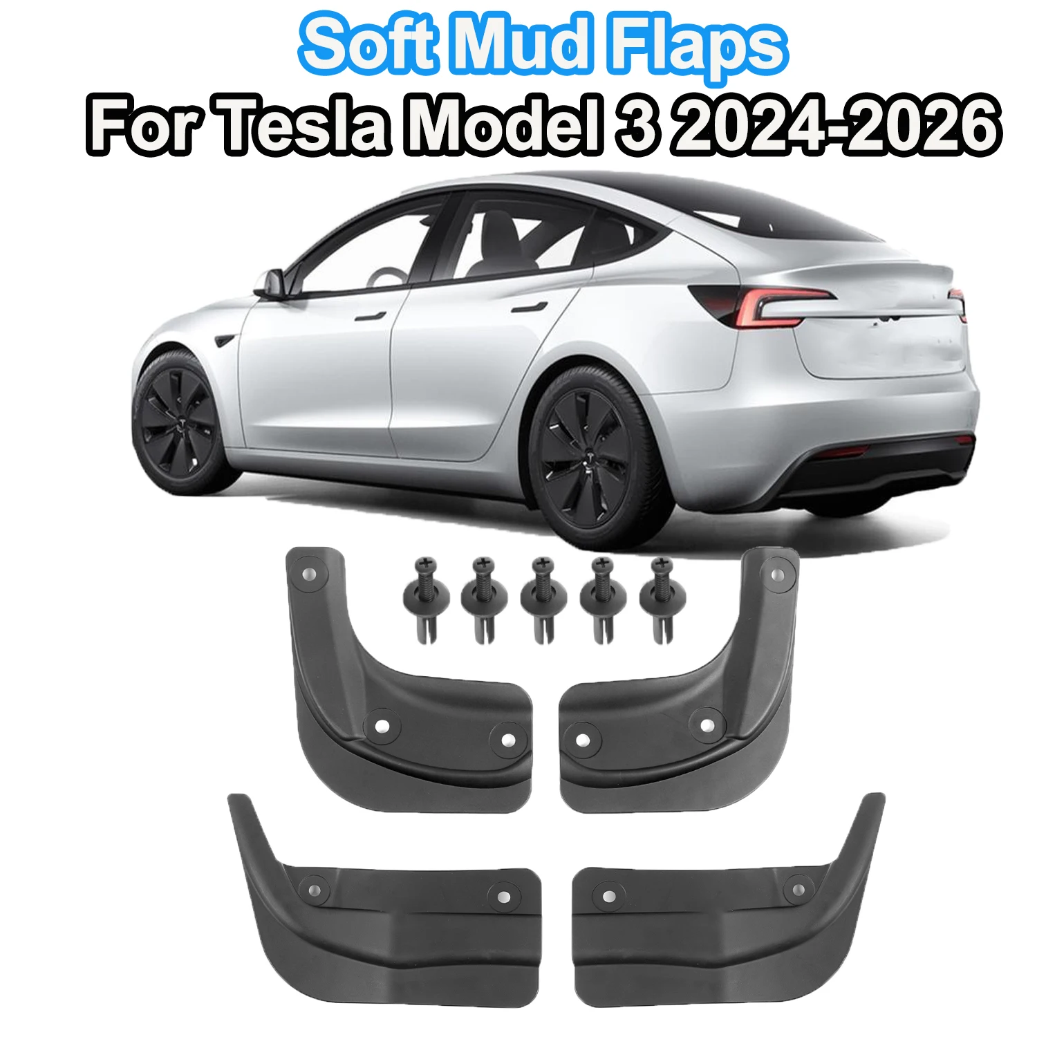 

Soft Mud Flaps For Tesla Model 3 2024 2025 2026 Mudguard Front Rear Wheel Fenders Splash Guards Travel Accessories