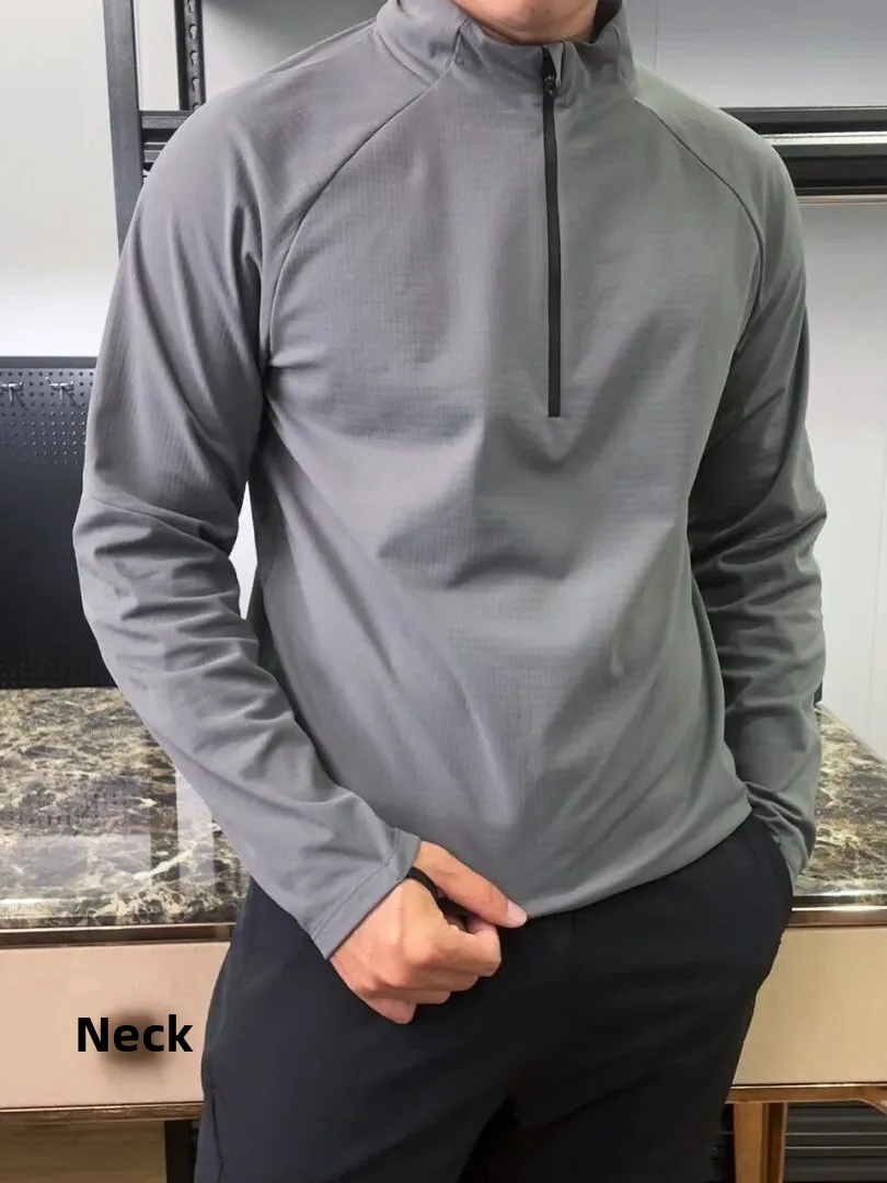 Outdoor Men's Checkered Matrix Tech Base Shirt Half Zipper 3D Fitting Standard Cut Long Sleeve Casual Style Skin Friendly Bre...