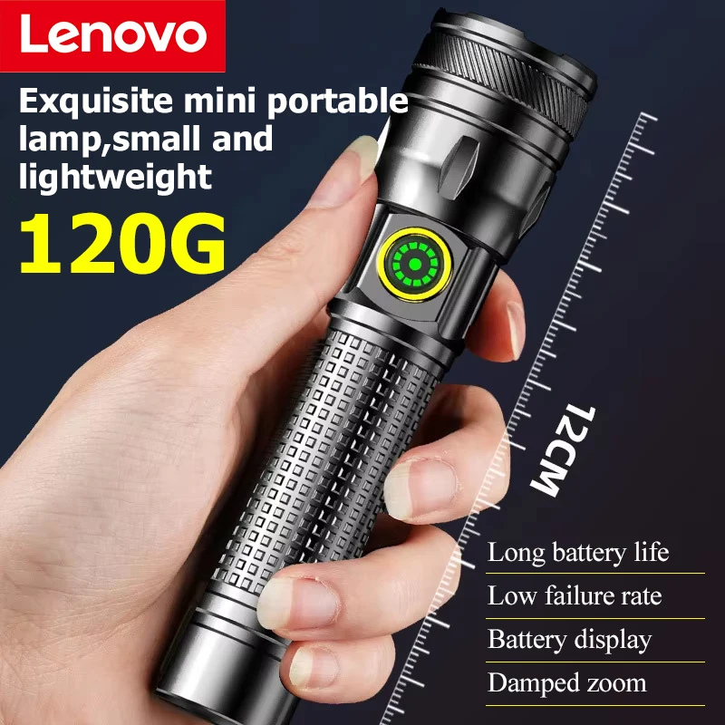 lanterna-laser-lenovo-tipo-c-recarregavel-com-display-digital-em-liga-de-aluminio-luz-forte-zoom-Optico-longa-duracao-da-bateria