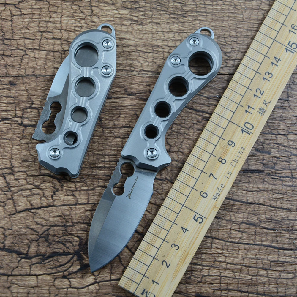 Pioneer EDC Folding Pocket Knife 14C28N Blade Copper Washer TC4 Titanium Handle Slip Joint for Outdoor Tool XD054