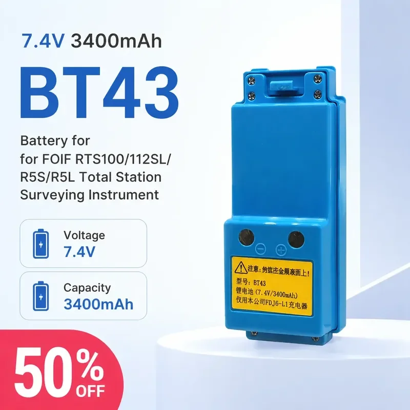 

7.4V 3400mAh BT43 Battery for FOIF RTS100/112SL/R5S/R5L Total Station Surveying Instrument