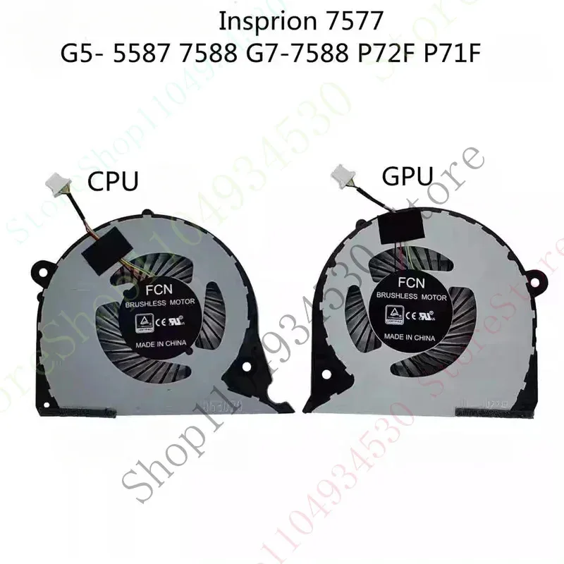 CPU + GPU d'origine HC pour cartouche Dell Insprion7577 G5-5587 7588 G7-7588 P72F P71F DC5V 0,5a ventilateur