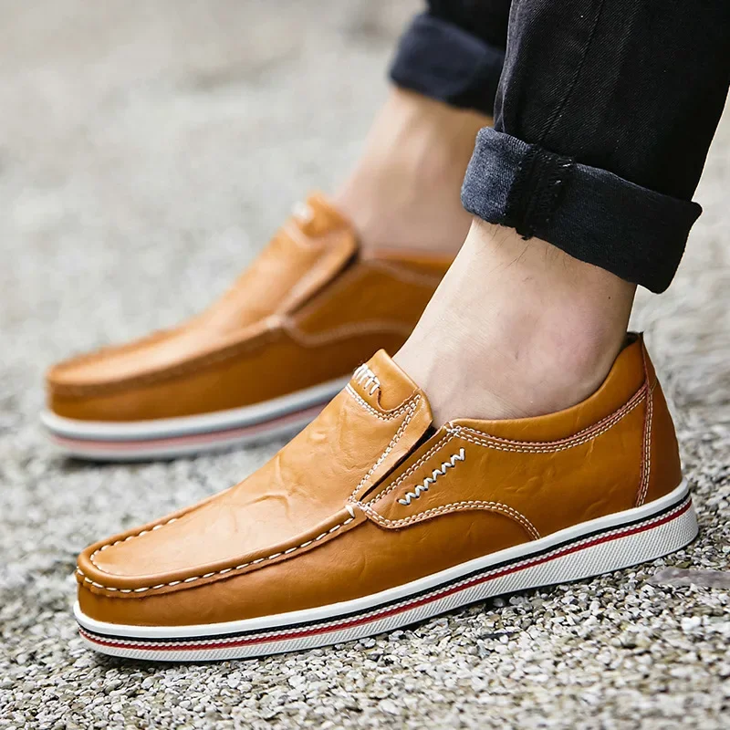 

British Style Men Business Leather Shoes Fashion Men Loafers Slip-on Male Casual Shoes Flat Men's Driving Shoes Chaussure Hommes