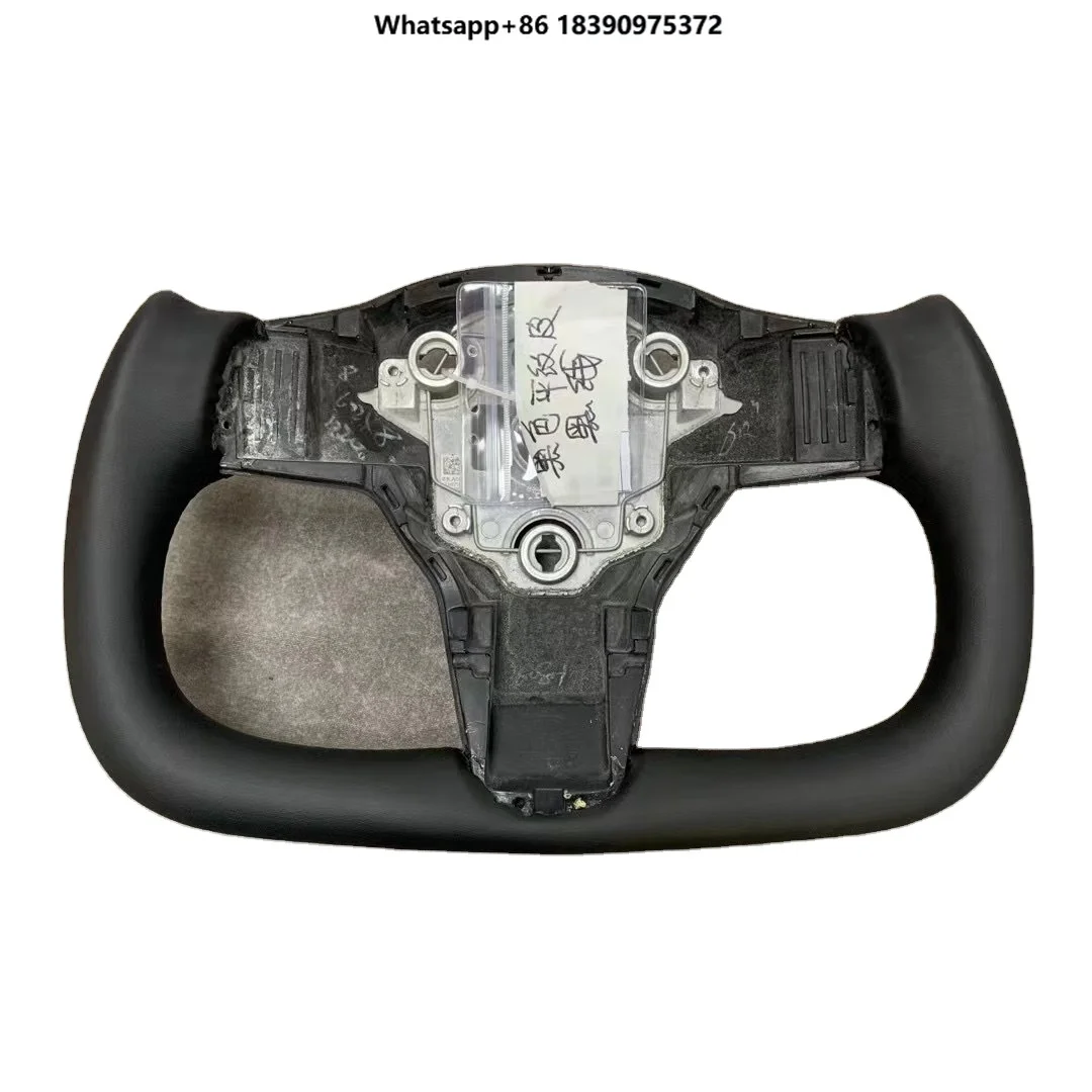 Customized  Model Y Model 3 Plate Molding Carbon Fiber and Leather U Shape Steering Wheel