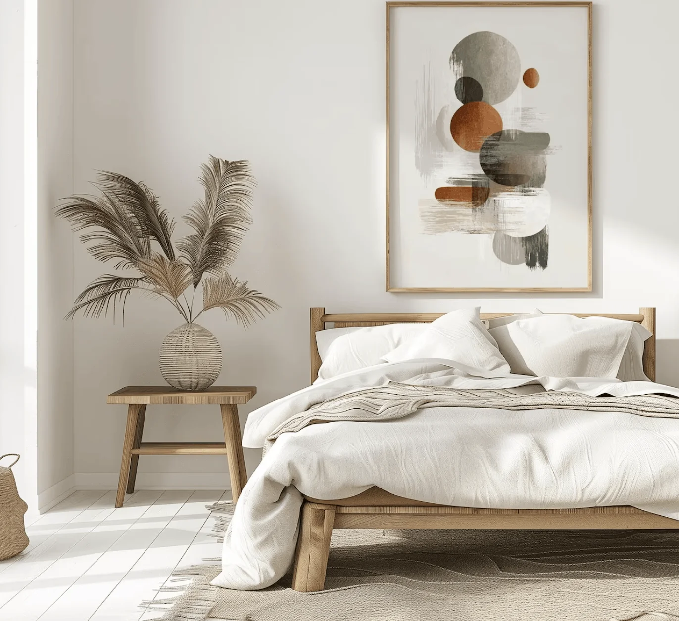 Boho Earth Tone Abstract Shapes Canvas Wall Art, Neutral Brushstroke Canvas Prints, Minimal Geometric Art for Living Room Decor