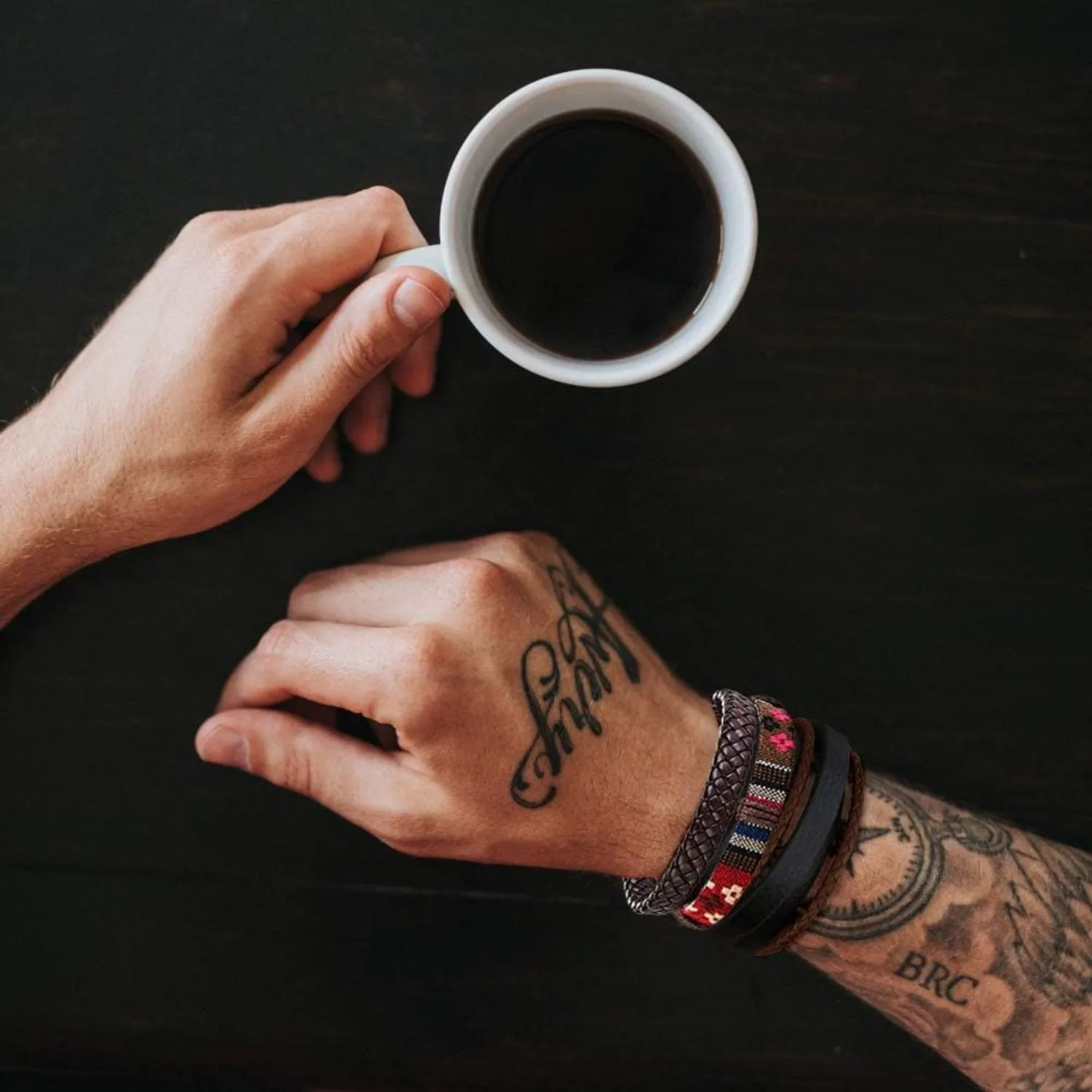 31 قطعة أساور جلدية مضفرة للرجال النساء الخرز الخشبي كول القنب القبلية الأساور الكفة الشرير أساور متعددة الطبقات #3