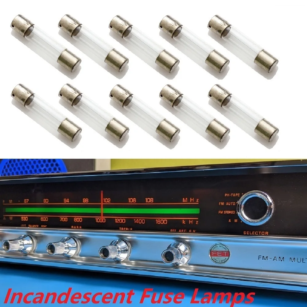 10 New Incandescent Fuse Lamps Pilot Light Bulbs Fit Marantz Sansui Kenwood Sony Pioneer and Many Hi-Fi Audio Receivers