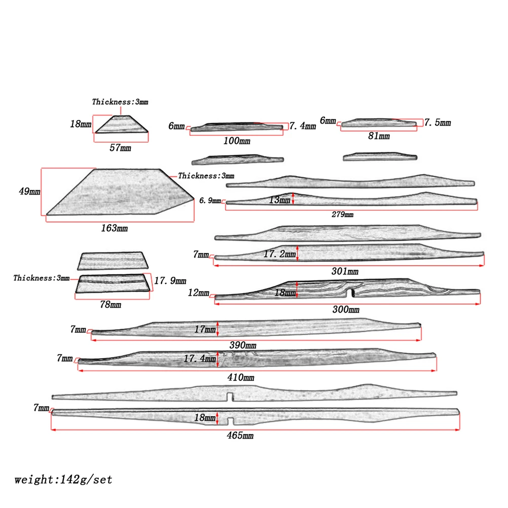 

17 Pcs Spruce Guitar Accessories Diy Acoustic Brace Wood Parts Spruces Braces Luthier Tools