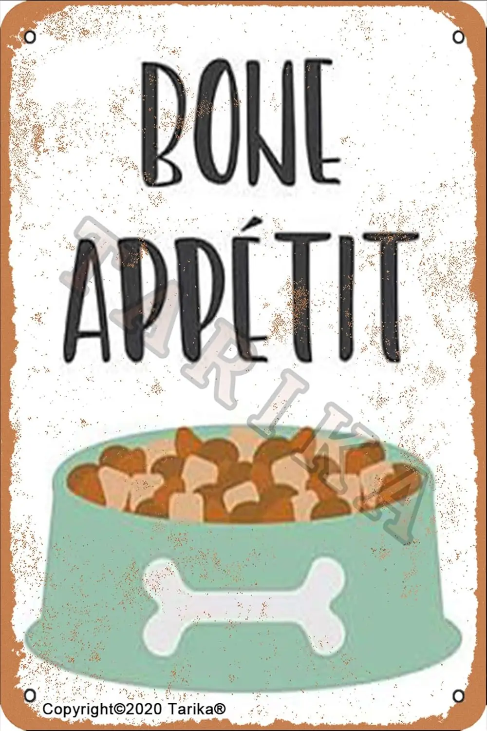 QSHPO Dog Food Metal Signs Vintage Home Decor Bone Appetit Tin Poster Club Room Farm Wall Decoration Plaque 12x16 Inches si sign