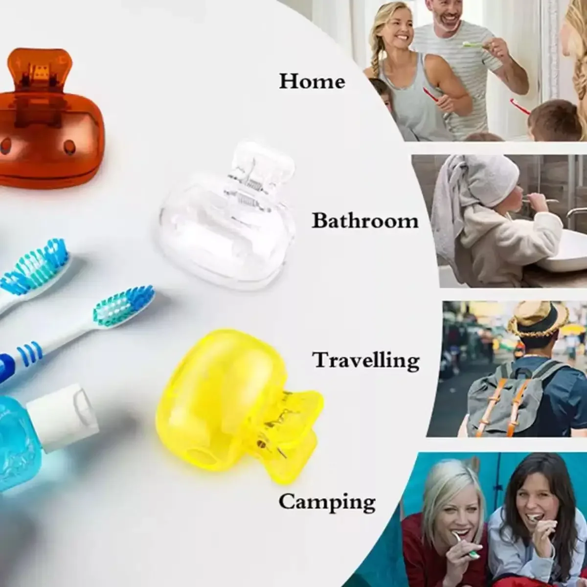 Travel Toothbrush Head Covers Toothbrush Protector Cap Brush Pod Case Protective Portable Plastic Clip for Household Travel