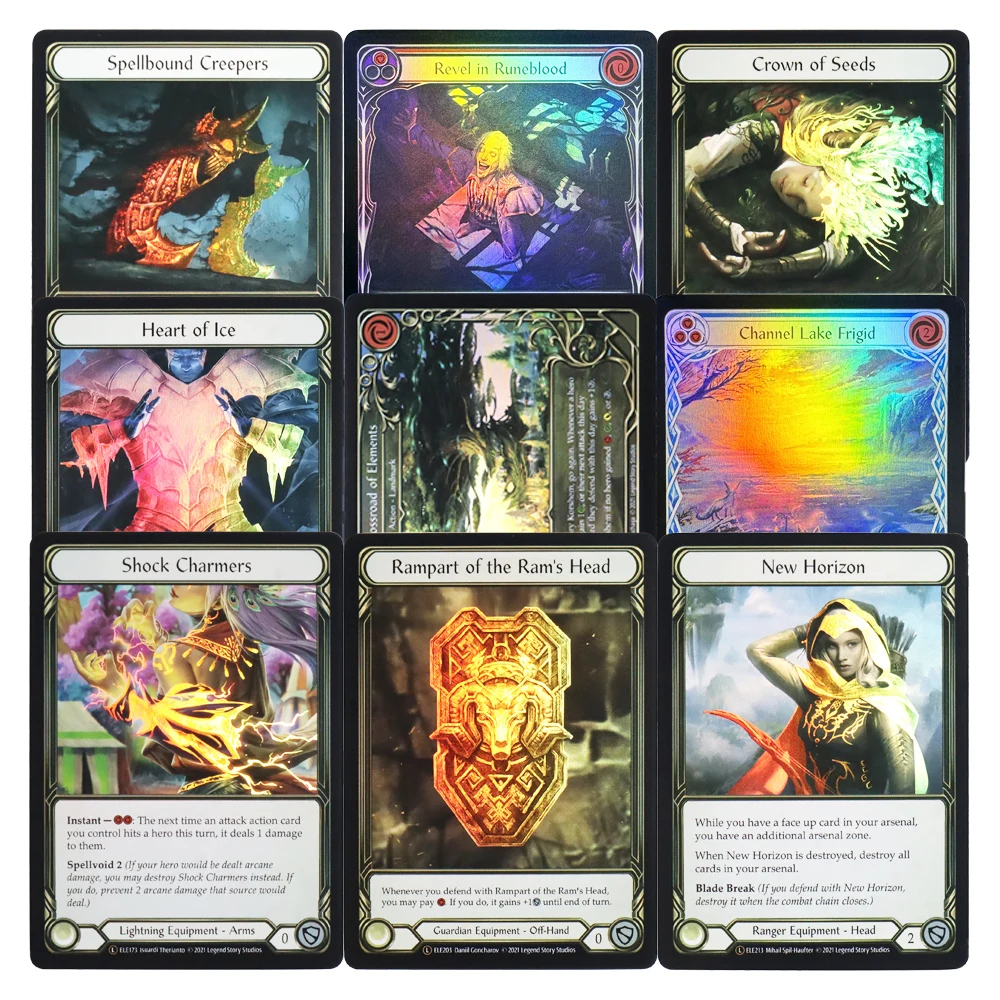 

FAB Proxy Cards TCG Игровые карты Радужная фольга Ремесло Коллекционные игрушки Корона семян Сердце lce New Horizon Shock Charmers