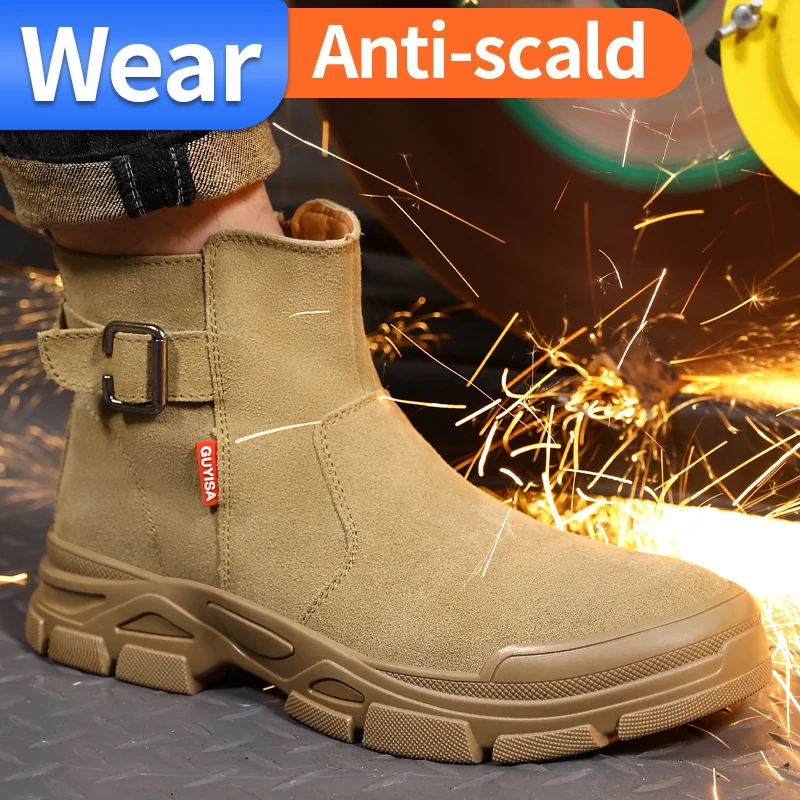 Safety Shoes Anti smashing Anti piercing Wear resistant Anti slip Anti scalding High top Outdoor Factory Work Protective Shoes