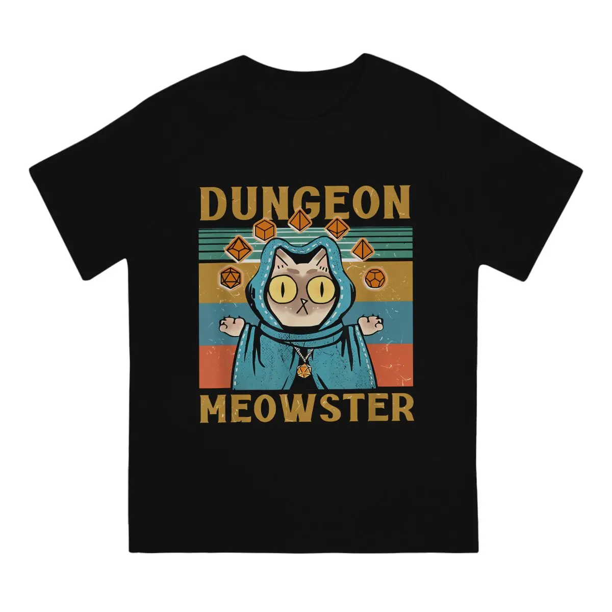 DND Game Meowster Nerdy Gamer Cat T Shirt Harajuku Alternative Men's Tshirt Polyester Men Clothes