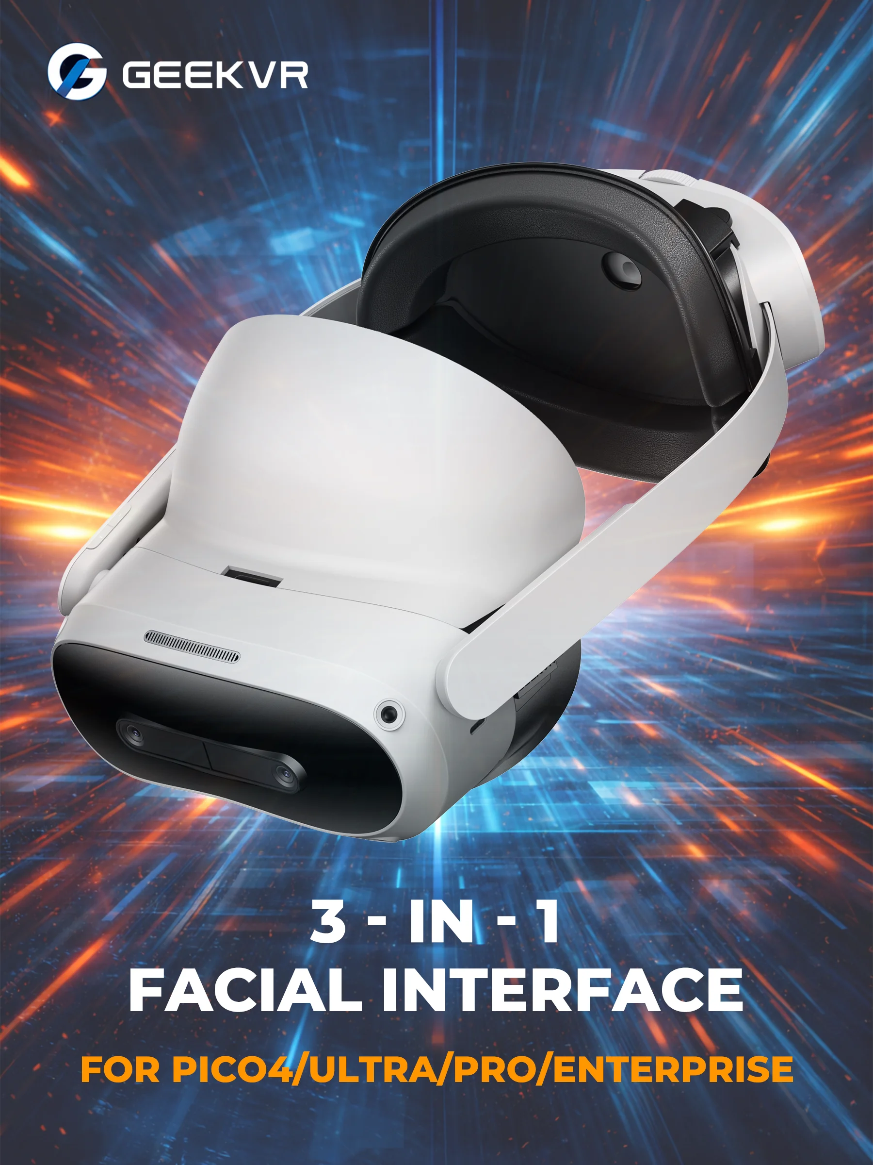Interface facial e alça de cabeça GEEKVR para Pico 4/ Pico 4 Ultra/Pico 4 Pro: conforto personalizado e ajuste perfeito