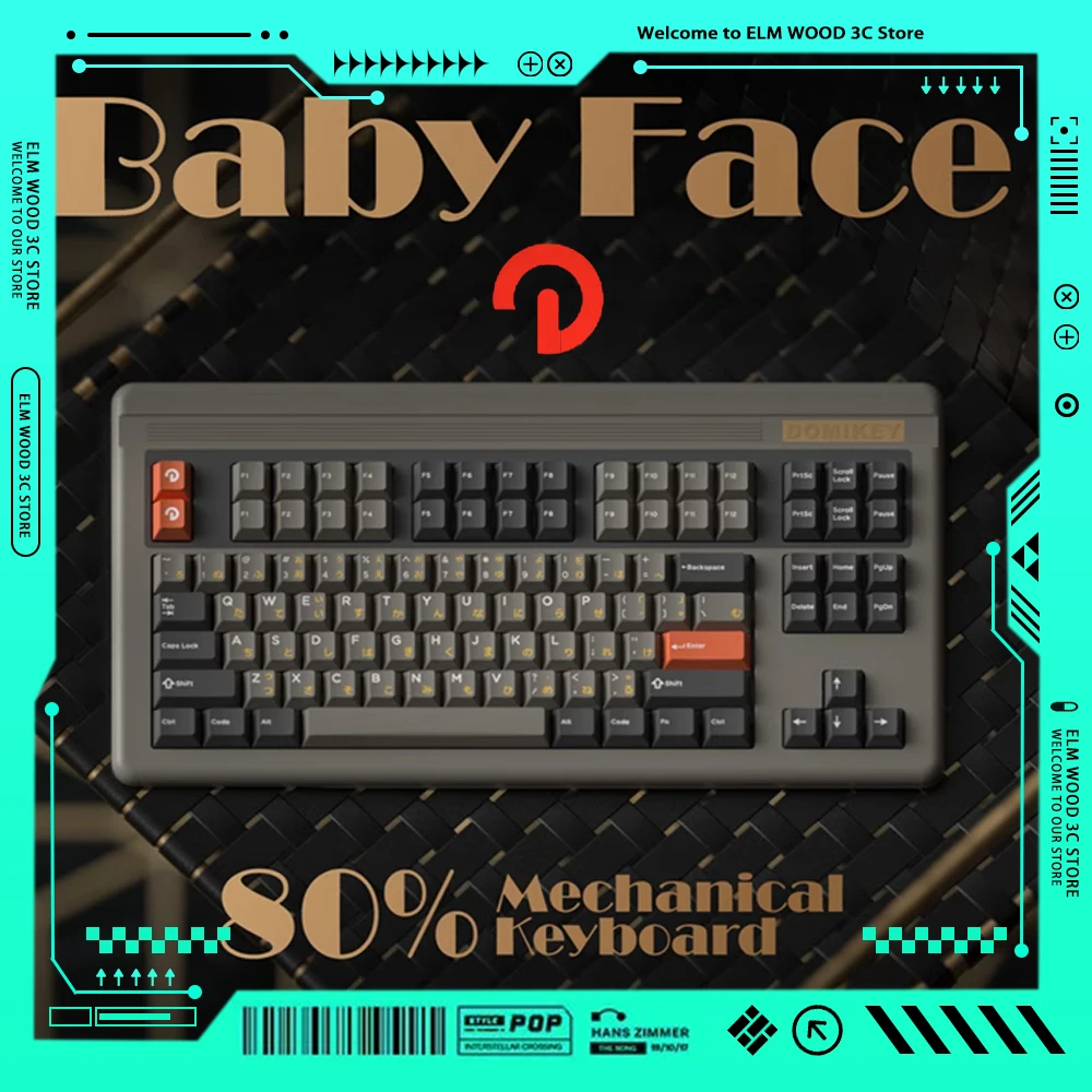 

Механическая клавиатура Domikey Babyface, трехрежимная Беспроводная игровая клавиатура из алюминиевого сплава с RGB-подсветкой и низкой задержкой, Подарочные Подарки для любителей компьютерных игр