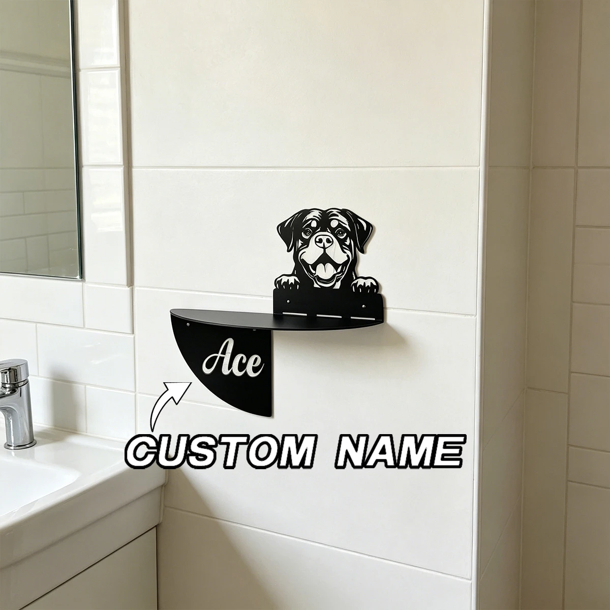 Personalized Rottweiler Metal wall mounted storage rack Easy Mount Holiday Gift,All Season Anniversary Gift Cheap home decor