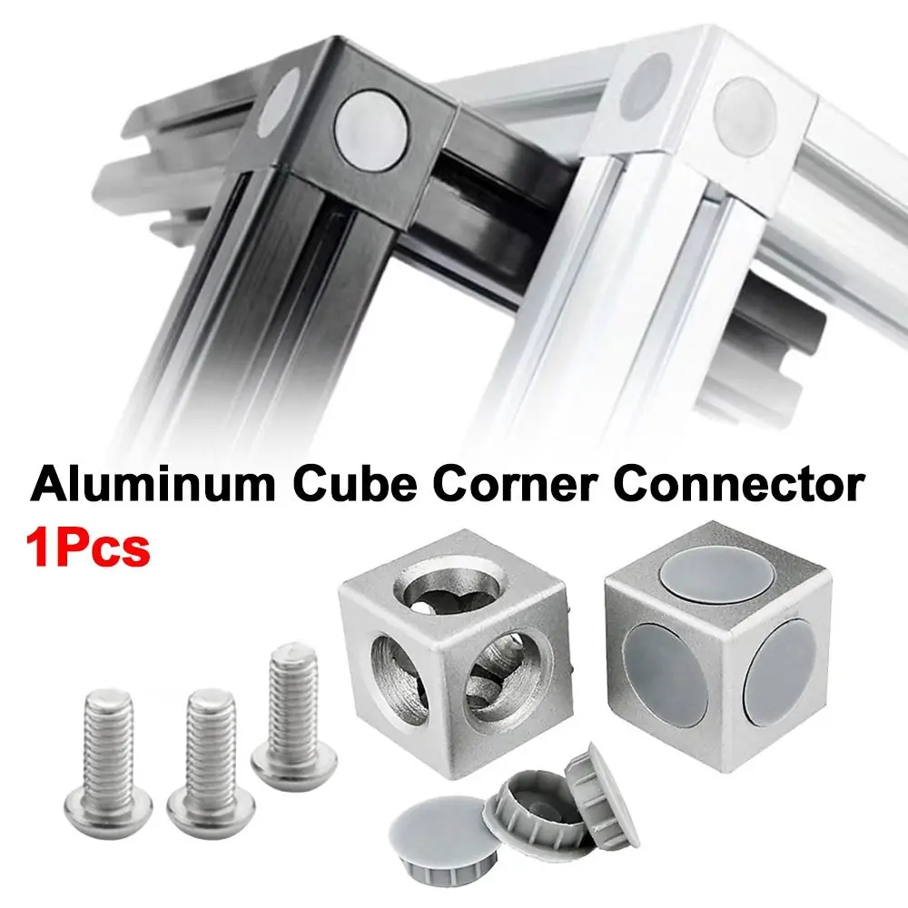 1Pcs 2020 3030 4040 4545 Aluminum Cube Corner Connector Aluminum Silver Aluminum Profile Fastener Cube Design Corner Fastener