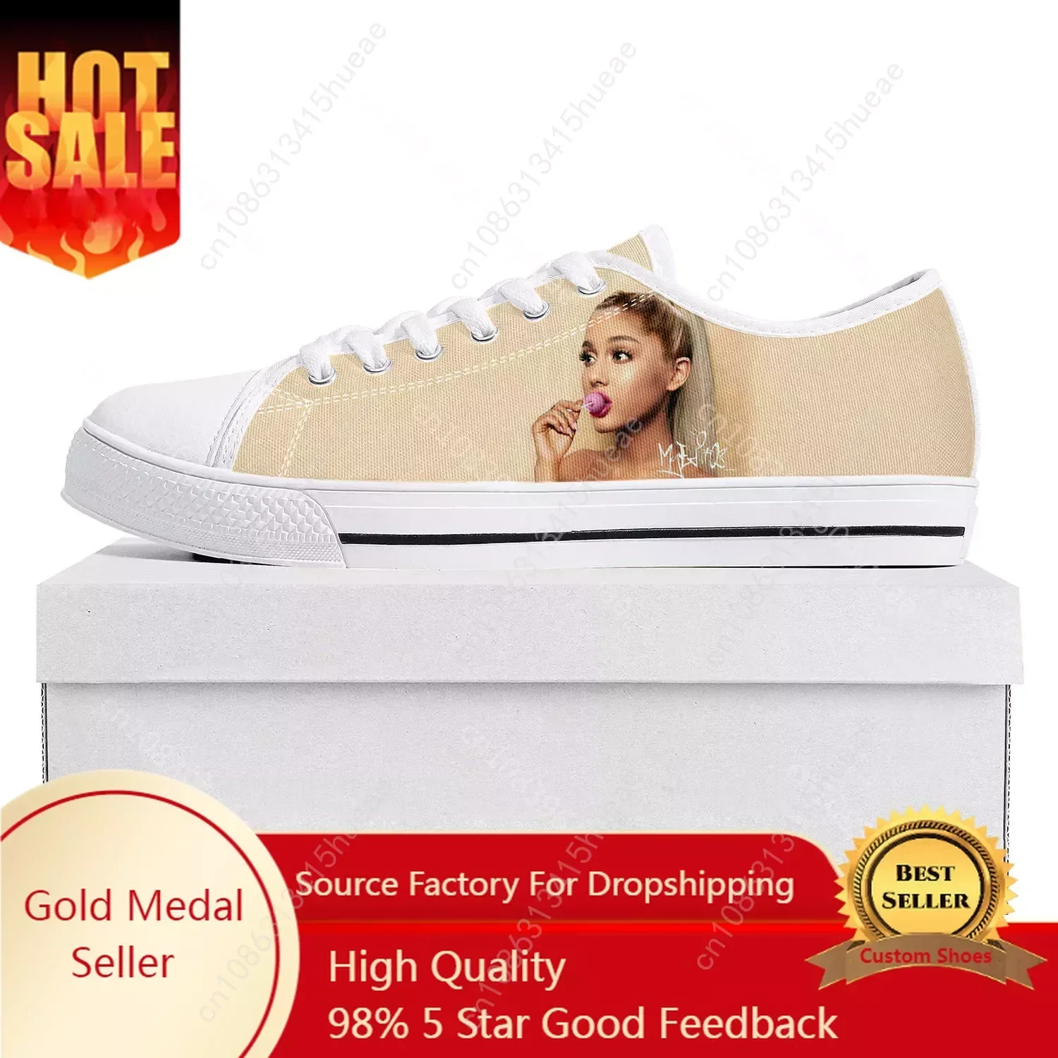 

A-Arianas Singer Pop Yes, And Low Top Sneakers Women Mens Teenager G-Grandes High Quality Canvas Sneaker Couple Custom Made Shoe