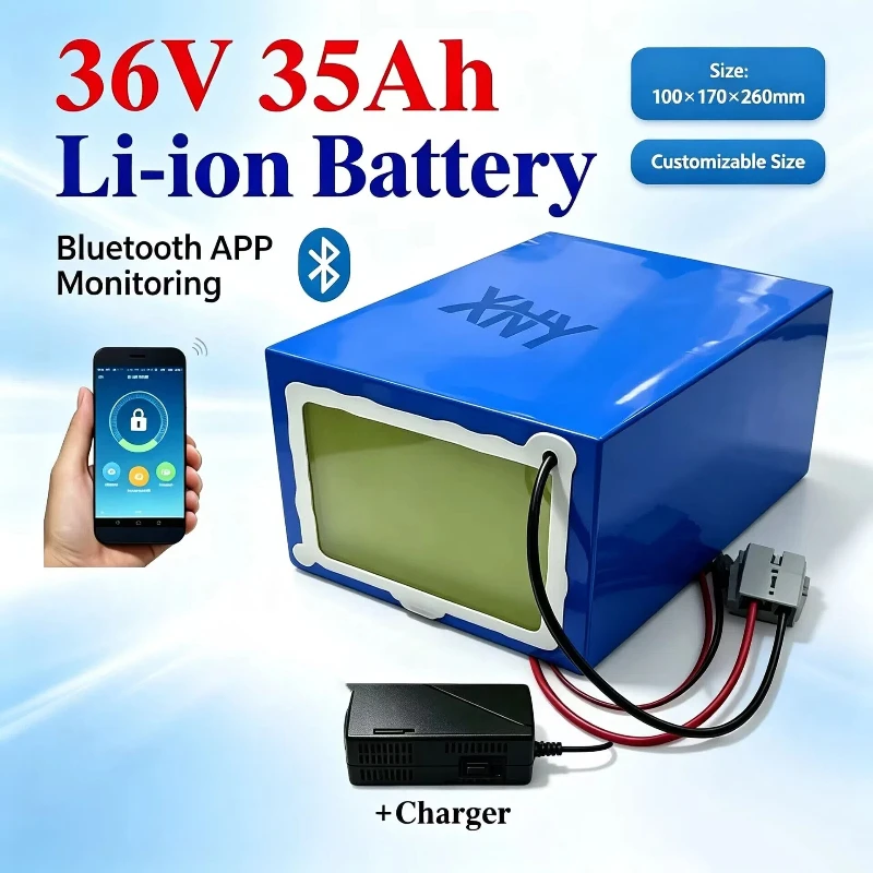 XNY 36V 35Ah Li-ion Battery 18650 BMS 10S for 2000W 1000W Golf Cart Boat Small Vehicle - High Capacity Power Supply