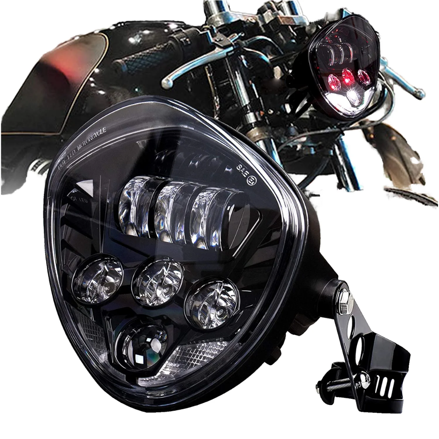 

Suitable for 7-inch white and red DRL LED headlight bracket clip, universal for front high beam/low beam, suitable for Yamaha