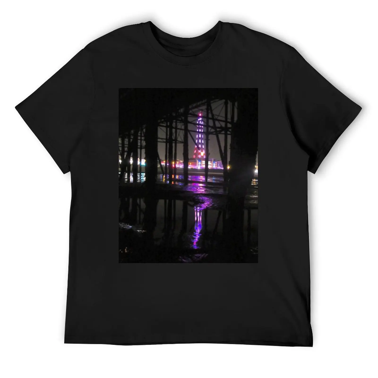 

Reflection In Water of Blackpool Tower At Night T-Shirt valentines boutique clothes summer top plus sizes cotton t shirt men