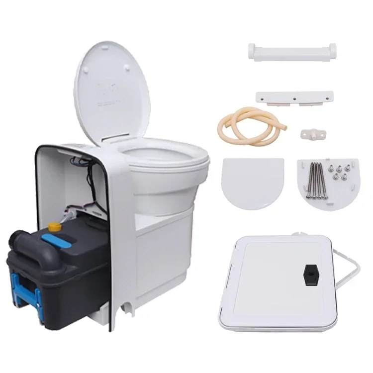 Campervan accessories marine RV rotatable bowl toilet system is with waste water tank made of the PP