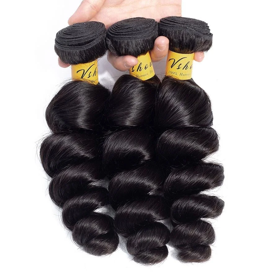 Extensiones de cabello humano brasileño, mechones de ondas sueltas de alta calidad, 12A, 1/3/4 mechones