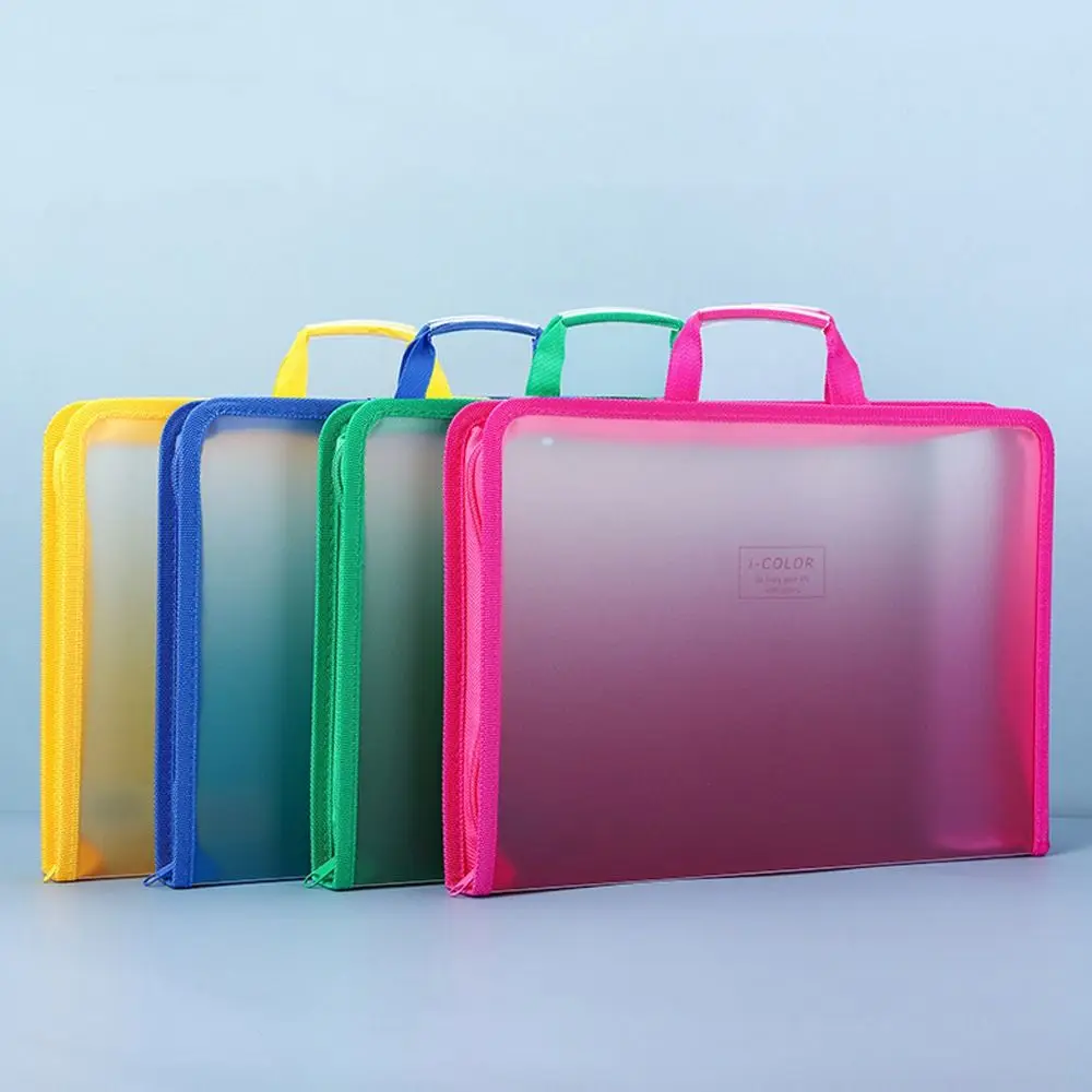 High Quality A4 Zipper File Bag Waterproof Large Capacity File Organizer Durable Transparent Stationery Bag Office Supplies