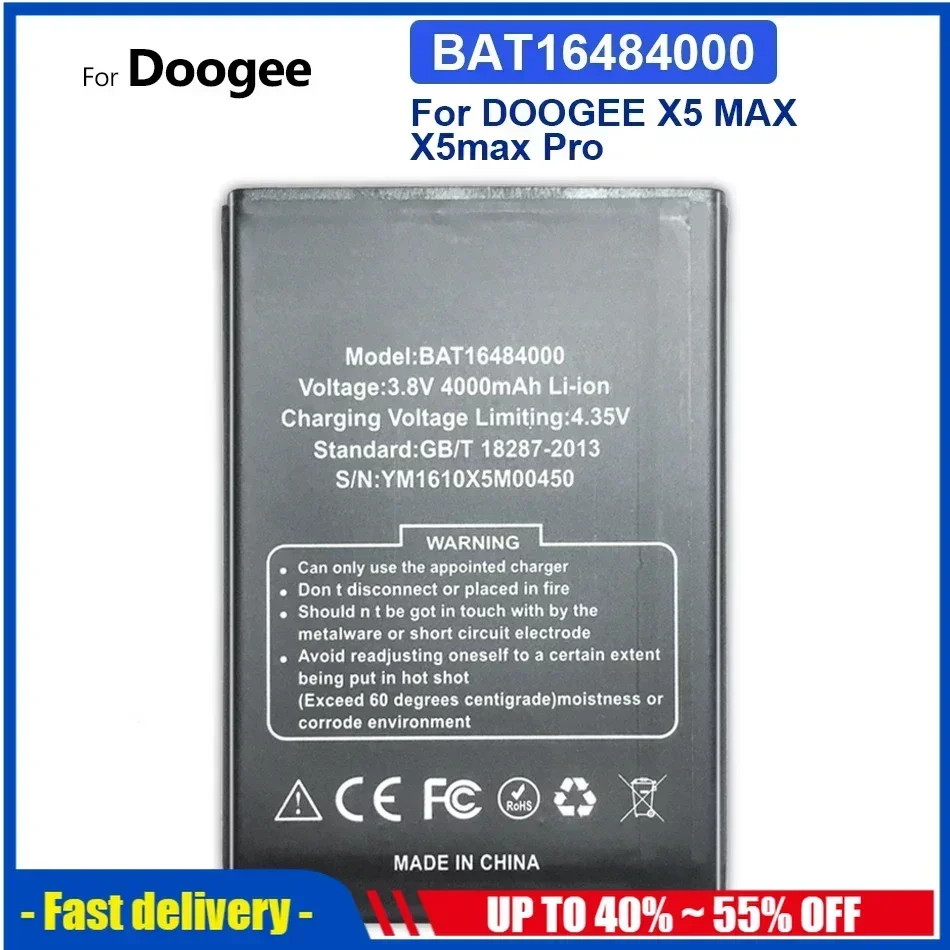 4000mAh Mobile Phone Batteries For DOOGEE X5 MAX X5max Pro X5maxPro Smartphone Battery