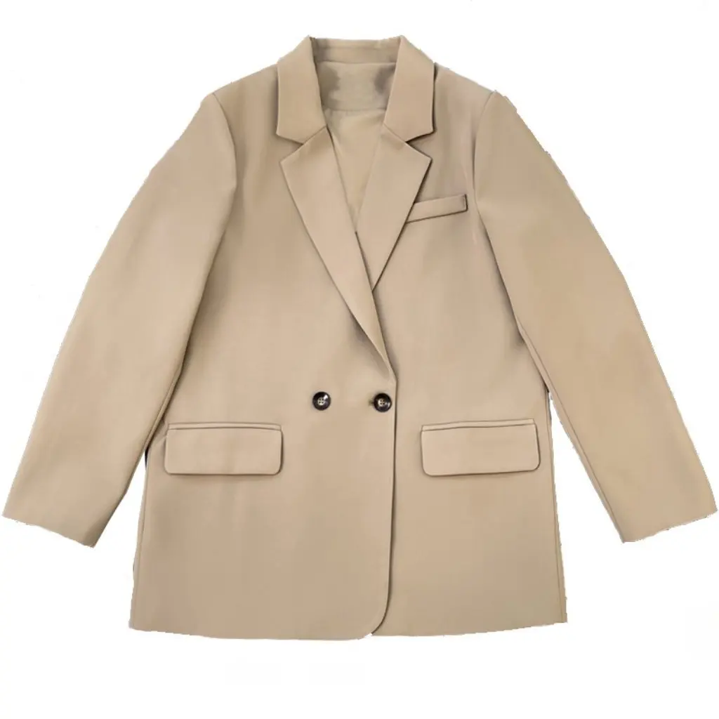 

Women's Korean Style Oversize Suit Coat Spring Autumn Thickened Streetwear Small Suit with Rear Split Design