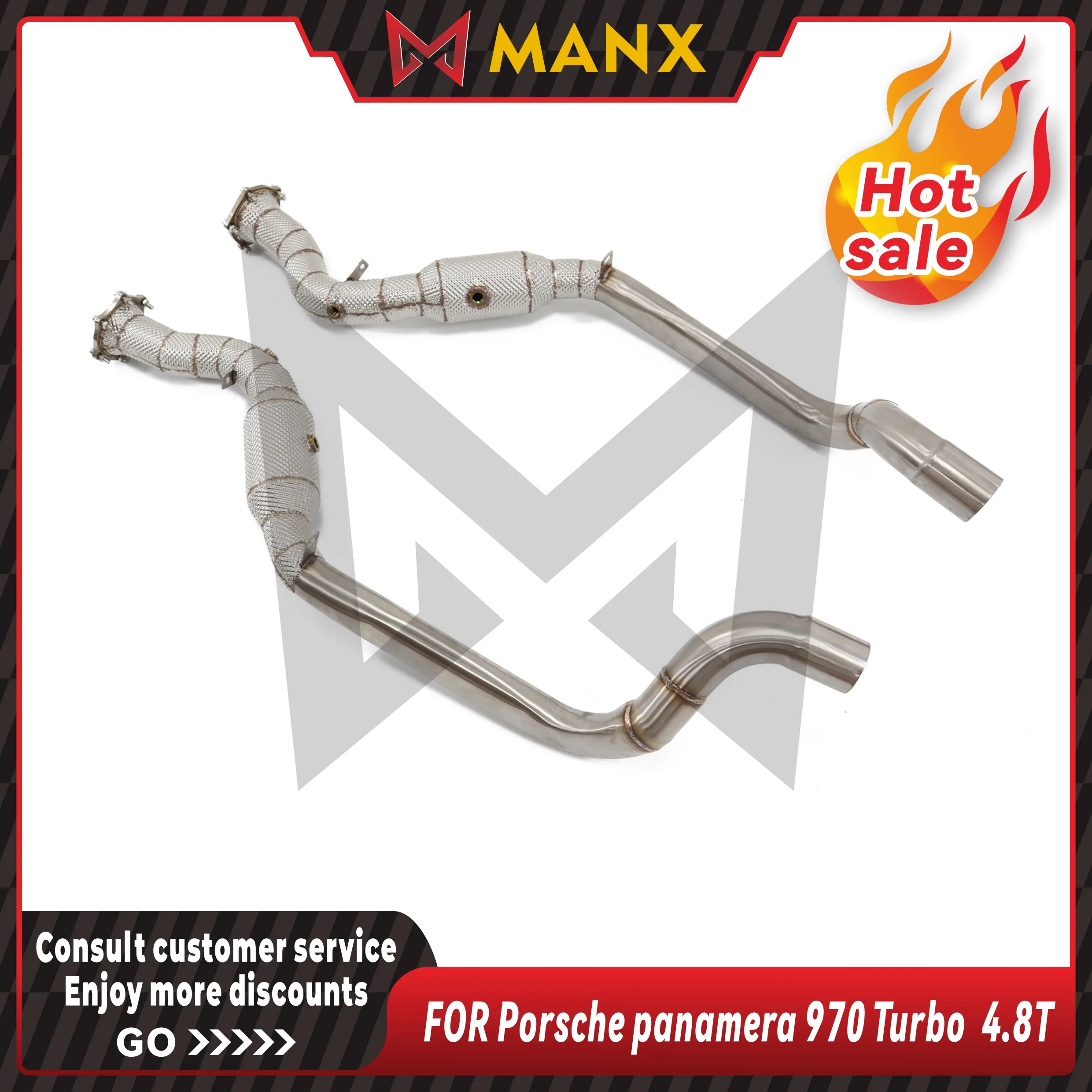 Catalyzed Downpipe Catless Downpipe Performance Auto Exhaust pipe for Porsche panamera 970 Turbo 4.8T with heat shield