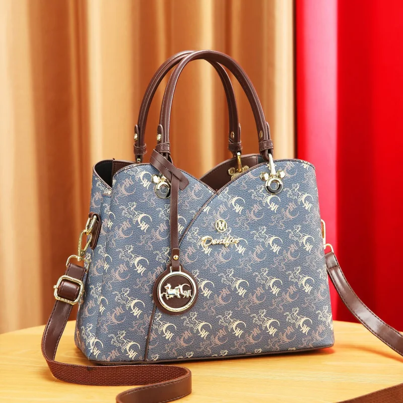 

Brand Designer Women'S Handbag Leather Printed Shoulder Bag Large Capacity Classic Crossbody Bag Womens Daily Shopping Work Bag