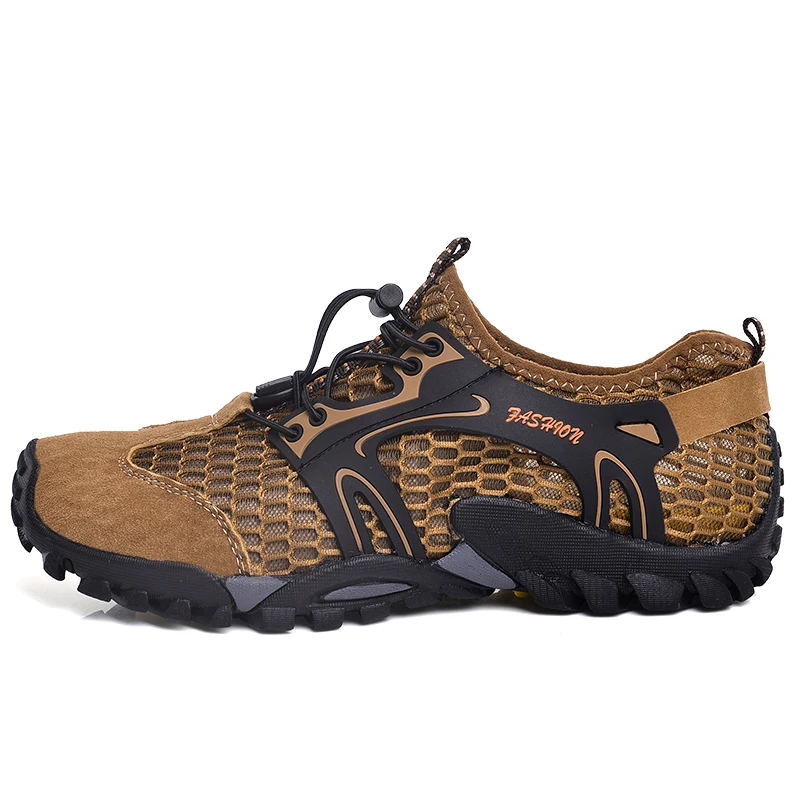 Breathable Waterproof Hiking Shoes Men Suede Mesh Outdoor Sneakers Rock Climbing Shoes Man Sport Quick-dry Trail Trekking Shoes