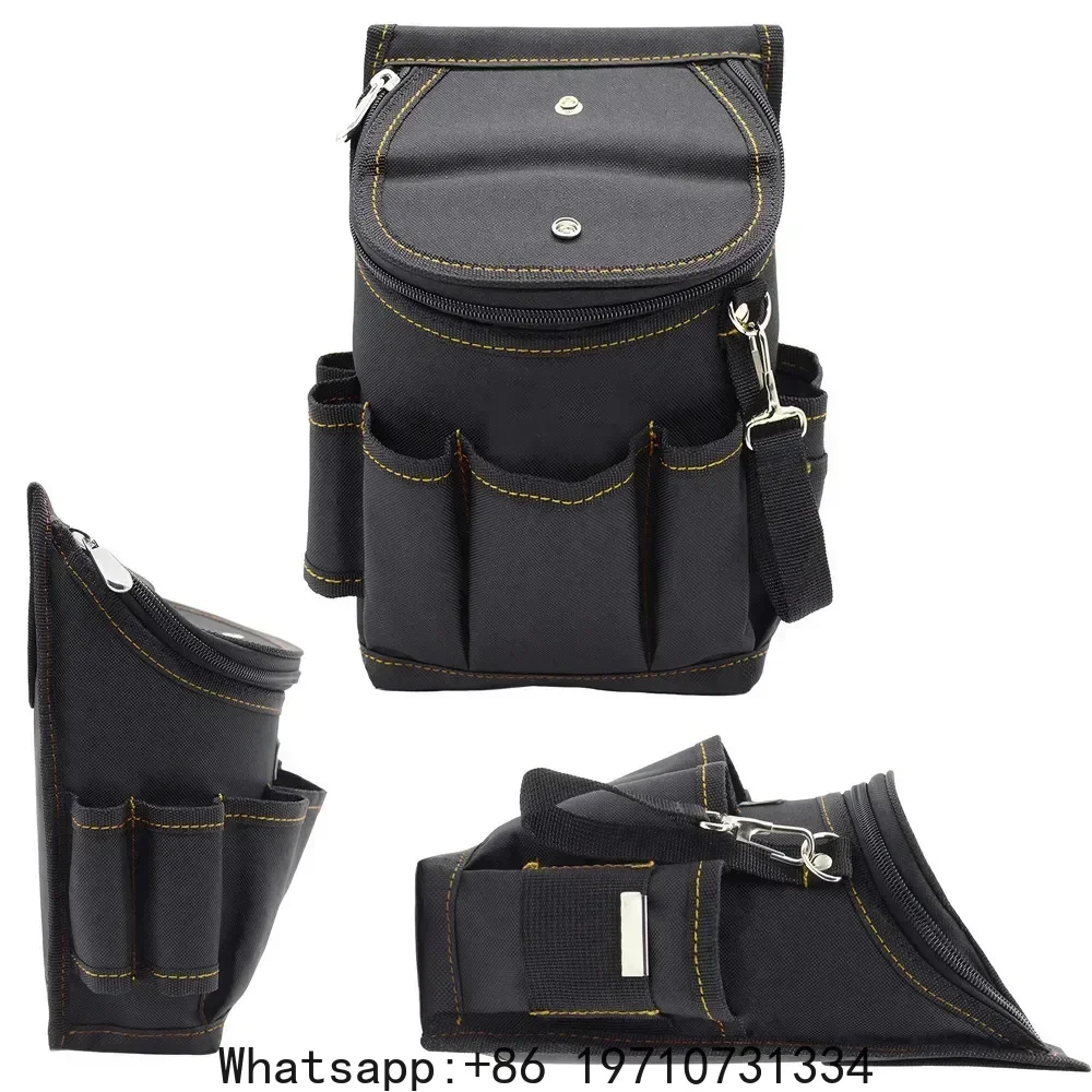Tool Belt Bag with Tape Strap Storage Tool Organizer Hammer Pliers Holder for Electrician Carpenter Clip on Belt Work Pouch Bag
