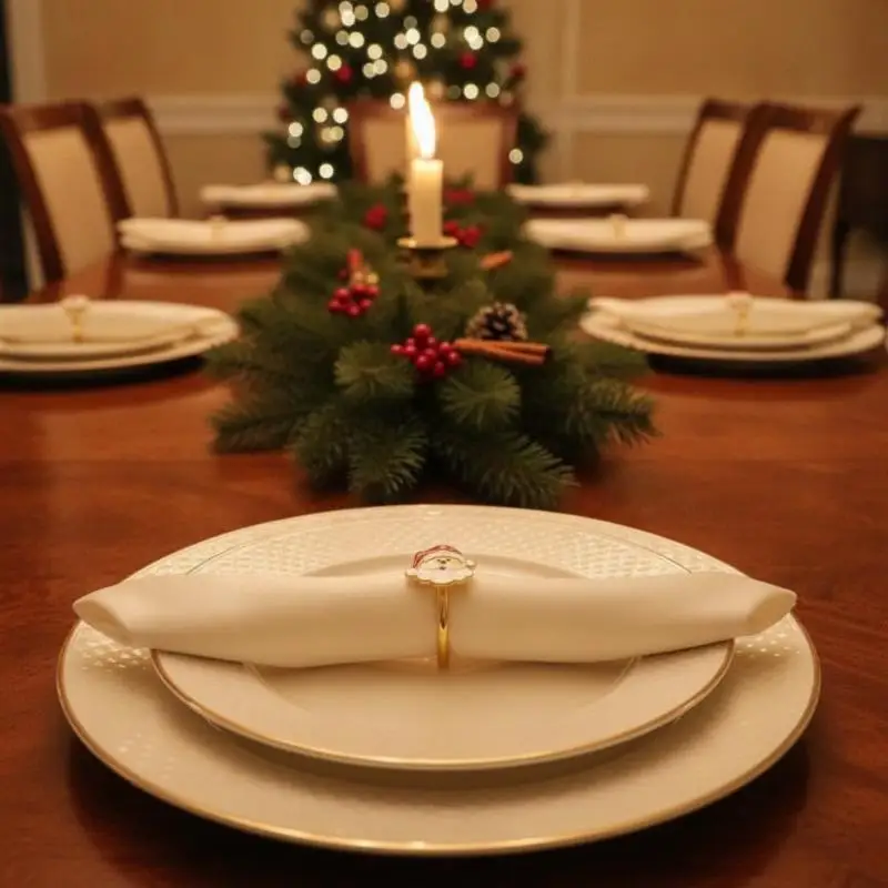 Christmas Element Series Napkin Ring Santa Claus Metal Napkin Ring Dining Table Home Decor Gifts