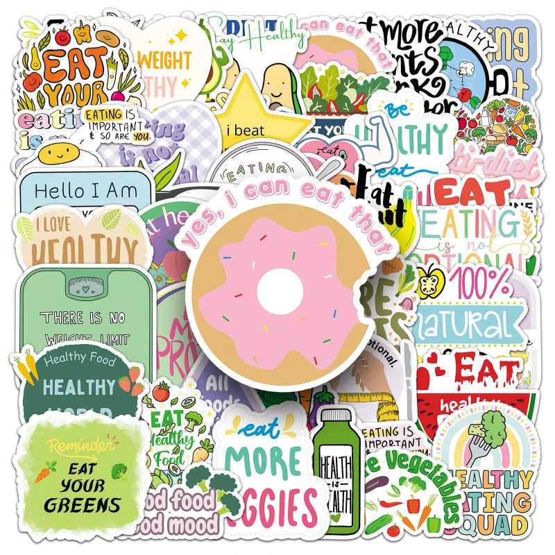 50Zhang Yishi Health Graffiti Stickers Personalized English Sentences Creative Decoration Phone Case Notebook Stickers