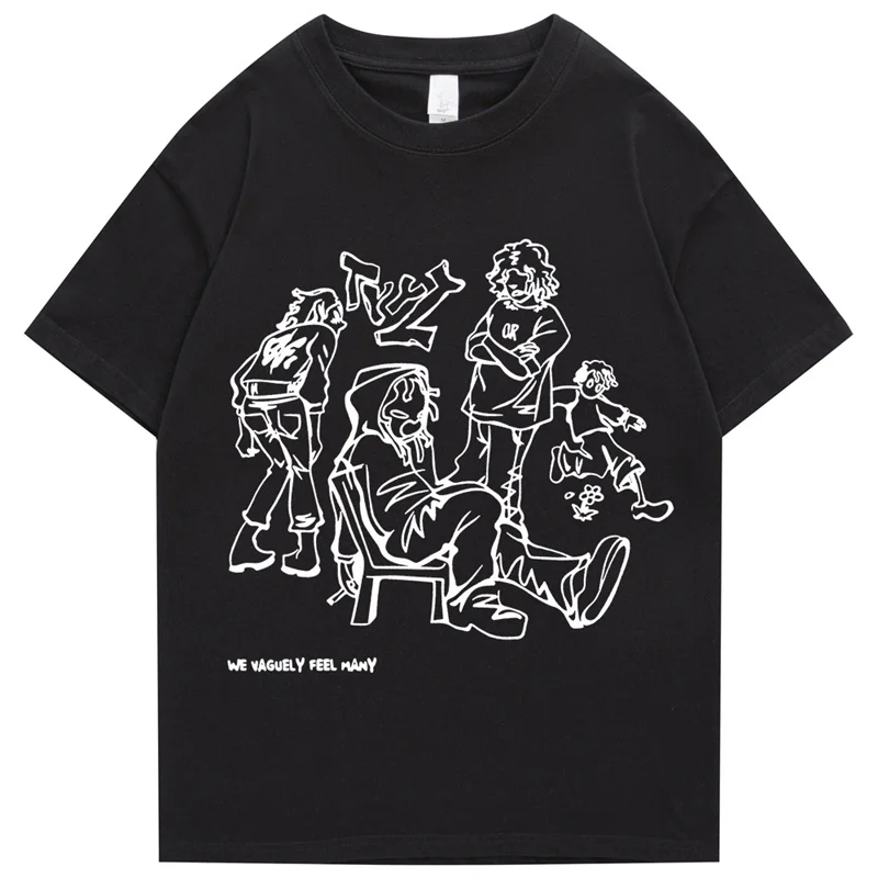 Japanese Harajuku T-Shirt Men Streetwear Funny Anime Cartoon Graphic T Shirt 2023 Men Cotton Tshirt Oversized Tops Tees HipHop