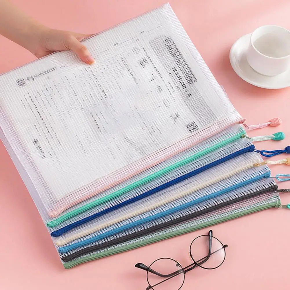 2025 File Bag Organizer File Bag Large Capacity Storage A4 Files Stationery Carrying Case Transparent Visual Document Organizer