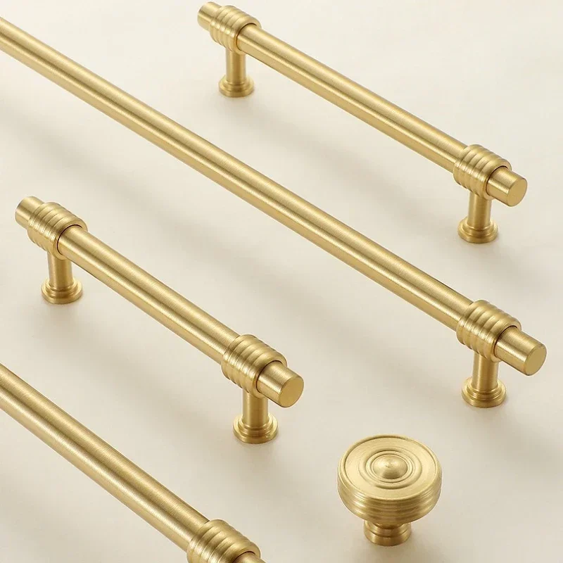 Massive Messinggriffe im Vintage-Design mit Hanfseil-Form, personalisierte Küchenmöbelgriffe, goldene Schubladen- und Türgriffe, T-förmige Zuggriffe – Detail 8