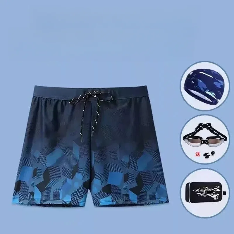 Swim Trunks Men's Anti-embarrassment Loose Quick-drying Men's Boxer Swimsuit Set Beach Pants