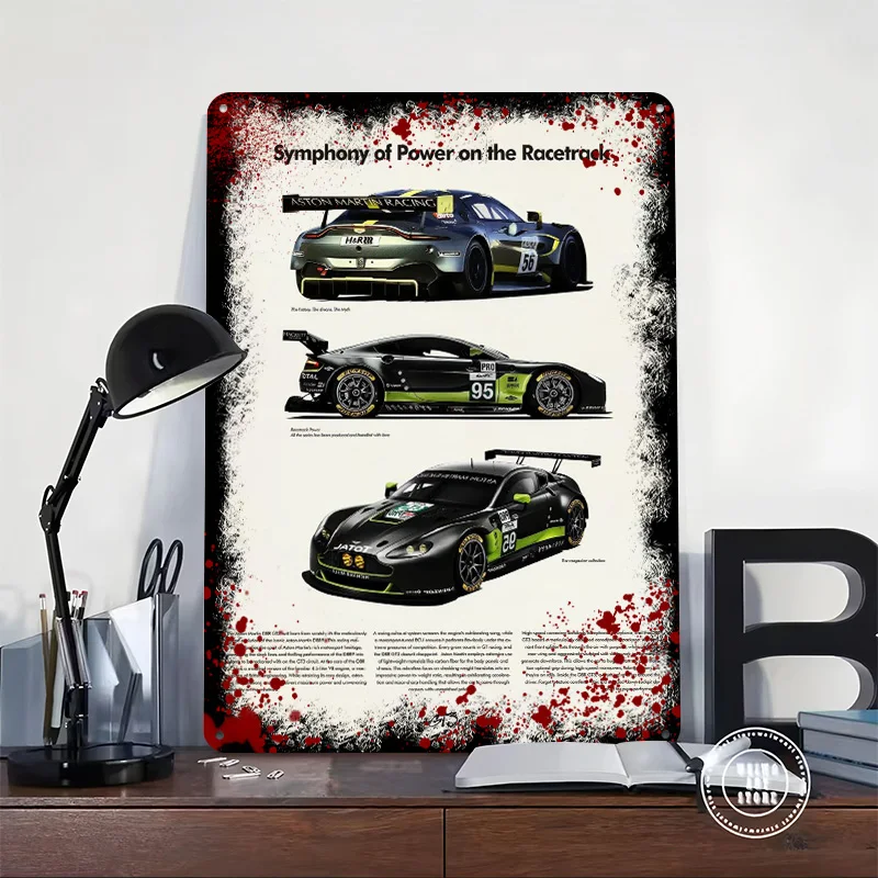 Sports Martin Racing Car Printing Poster Customized Retro Wall Art Vintage Metal Signs for Fans Room Decorating Interior House