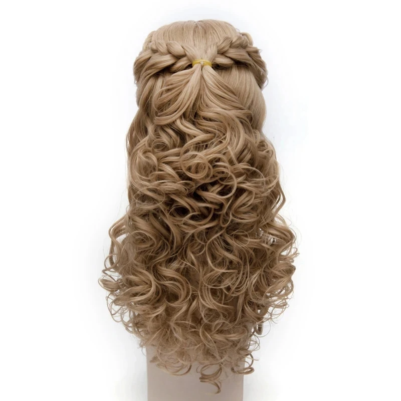 Anime 65cm Blonde Mix Wavy Long Central Part Styled Synthetic Hair Cosplay Full Wigs For Women Princess Cinderella Wig