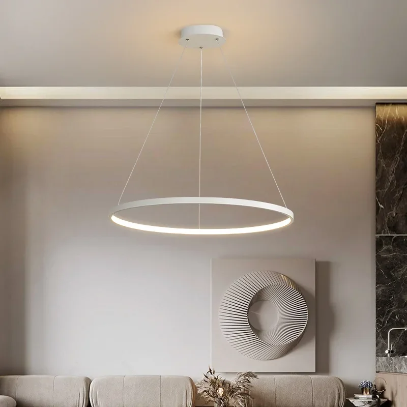 Nordic Minimalist Ring LED Pendant Light for Living Dining Room Kitchen Simple Chandelier Home Decoration Hanging Light Fixture