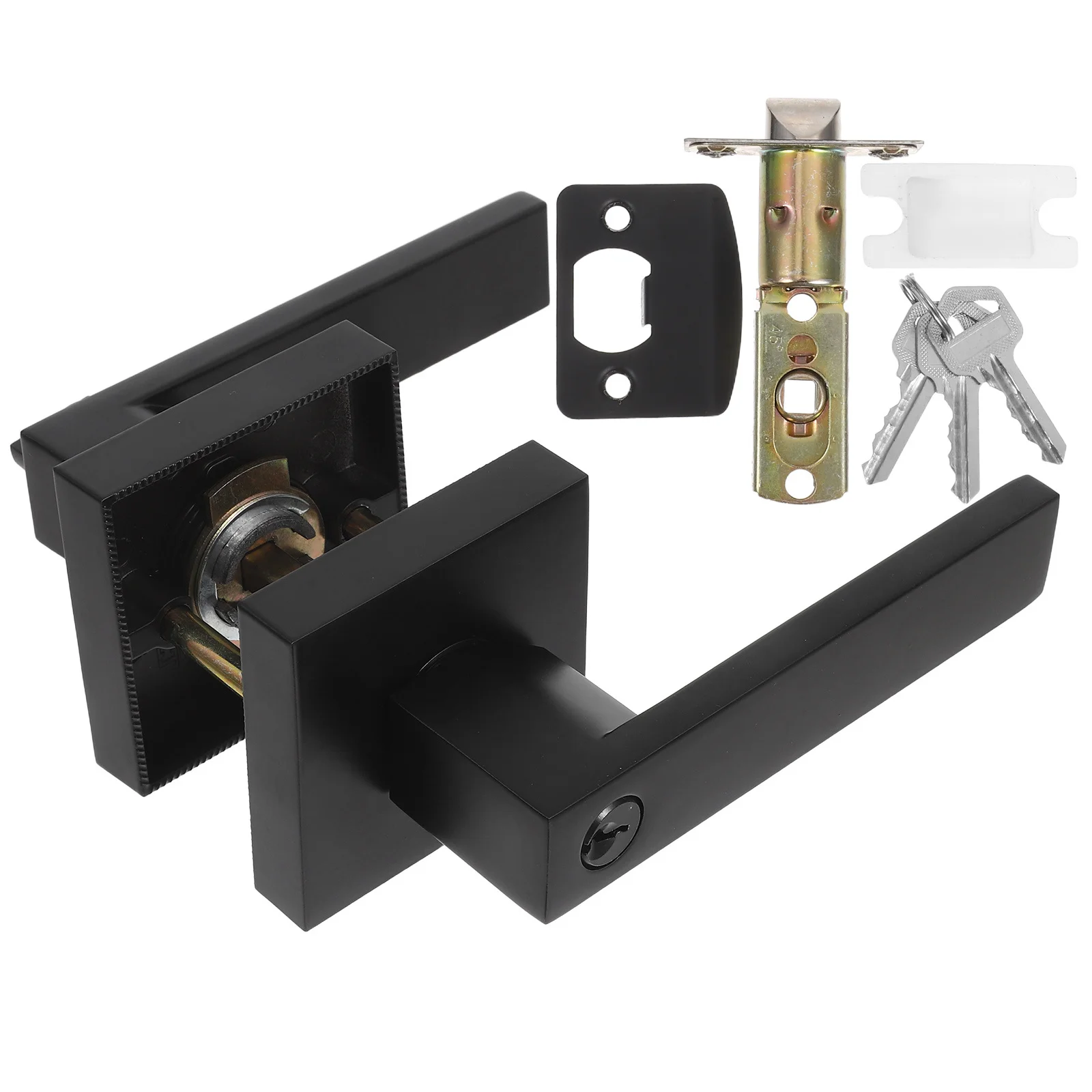 

Matte Black Square Aluminum Bedroom Door Lock Key Lock Door Handle for Indoor Privacy Security Bedroom Locks for Doors