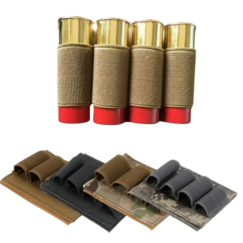 

4 Round Shell Holder Shotgun Buttstock Ammo Bullet Cartridge Pouch Hook & Loop Patch Helmet Battery Carrier Hunting Accessories