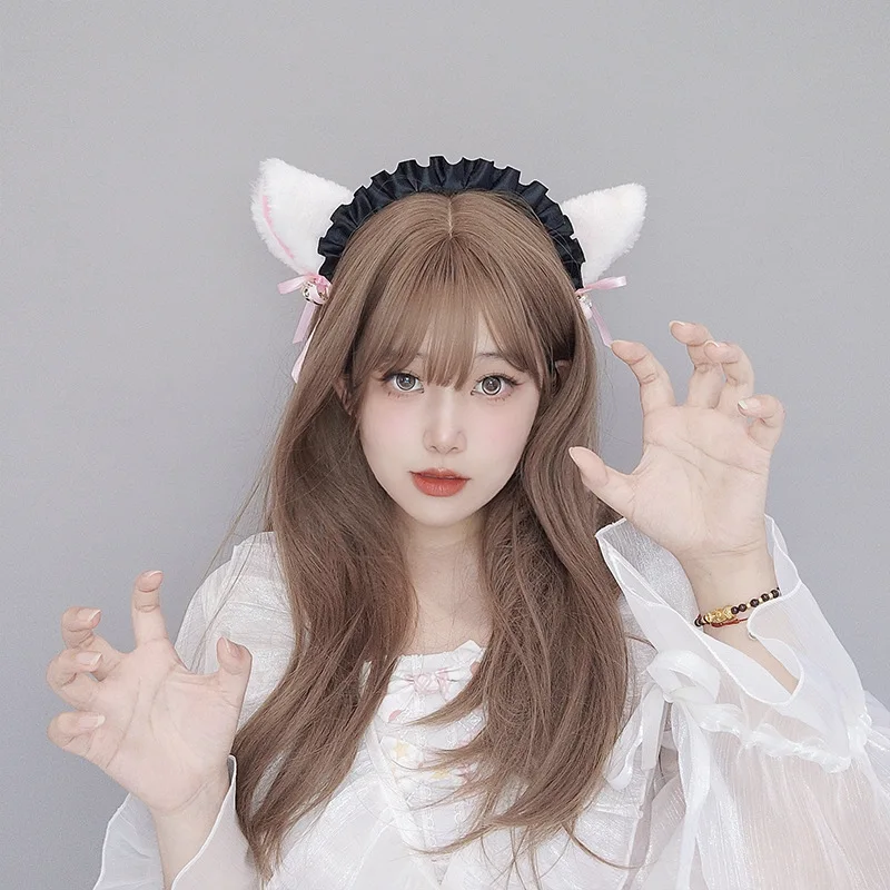 Meisjes kawaii Kat Oor Hoofdband Lolita Anime Cosplay Kostuums Nepbont Hoofdtooi Haarband Party Haar Hoepels Accessoires