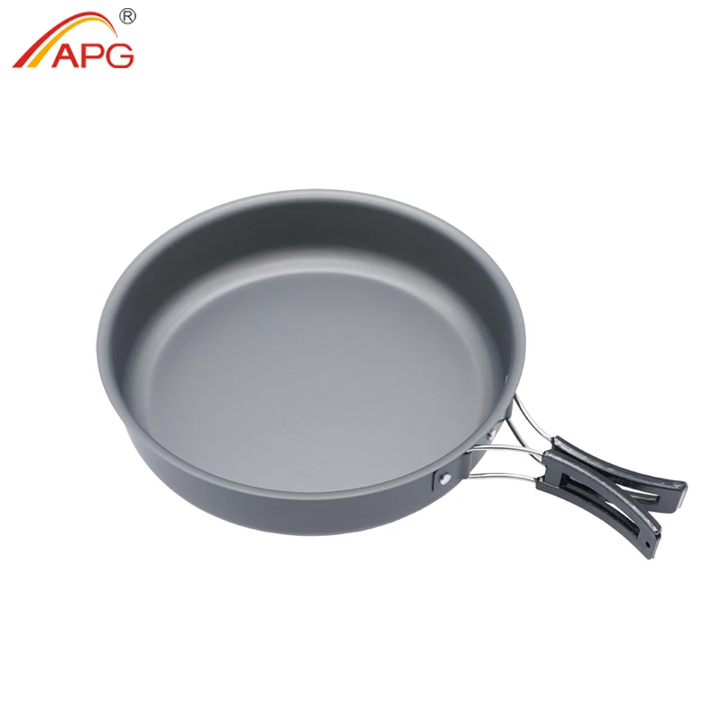 APG Camping-Bratpfanne mit Klappgriff, Outdoor-Geschirr, Picknick-Topf, Kochgeschirr