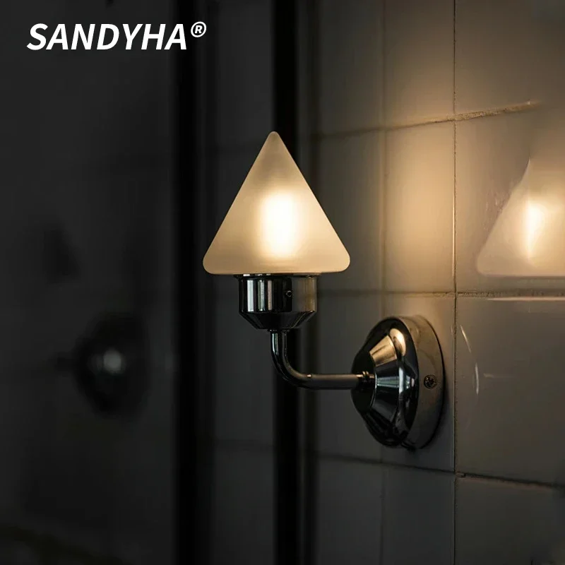 

SANDYHA Nordic Modern Glass Small Wall Lamp White Simple Night Light Home Decoration Living Bedroom Study Led Lighting Fixture